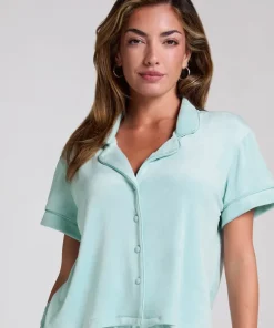 Short Sleeve Velour Jacket - Green