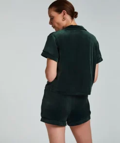 Short Sleeve Velour Jacket - Green
