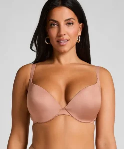 Smooth Padded Underwired Push-Up Bra - Brown