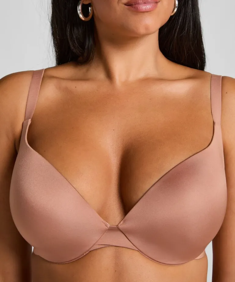 Smooth Padded Underwired Push-Up Bra - Brown