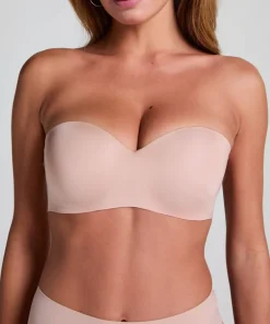 Smooth Padded Underwired Strapless Push-Up Bra - Beige