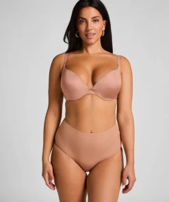 Smooth Padded Underwired Push-Up Bra - Brown