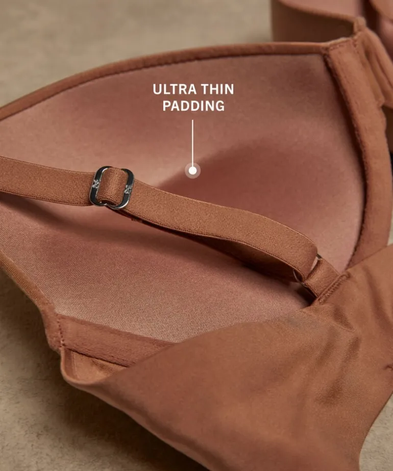 Smooth Padded Underwired Push-Up Bra - Brown