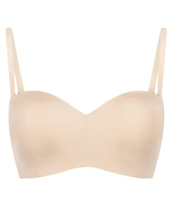 Smooth Padded Underwired Strapless Push-Up Bra - Beige