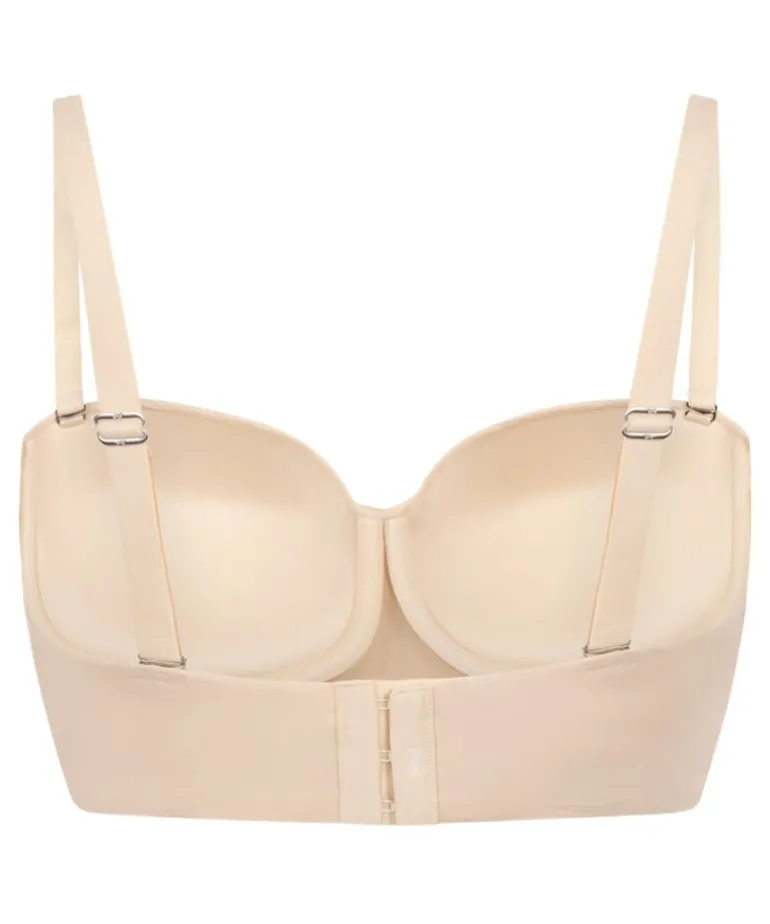 Smooth Padded Underwired Strapless Push-Up Bra - Beige