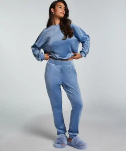 Tall Velours Jogging Bottoms - Blue