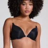 Transparant Padded Underwired Push-Up Bra - Black