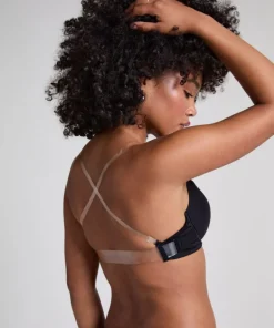 Transparant Padded Underwired Push-Up Bra - Black