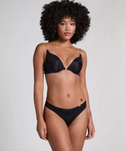 Transparant Padded Underwired Push-Up Bra - Black