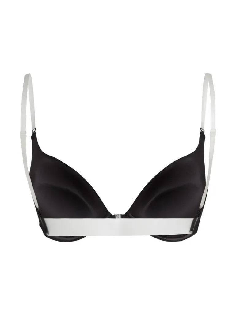 Transparant Padded Underwired Push-Up Bra - Black