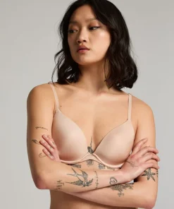 Transparent Back Multiway Padded Underwired Bra - Beige