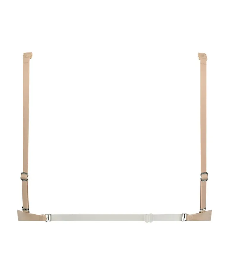 Transparent Back Multiway Padded Underwired Bra - Beige