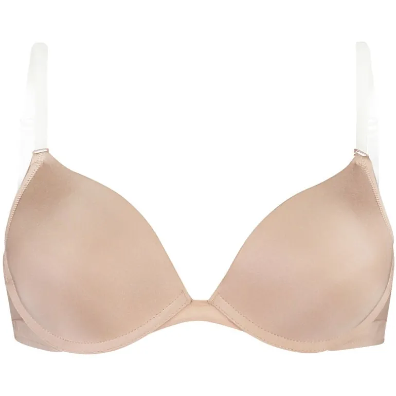 Transparent Back Padded Strapless Underwired Push-Up Bra - Beige