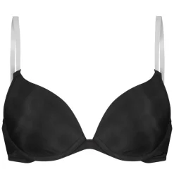 Transparent Back Padded Strapless Underwired Push-Up Bra - Black