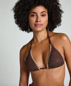 Triangle Crochet Bikini Top - Brown