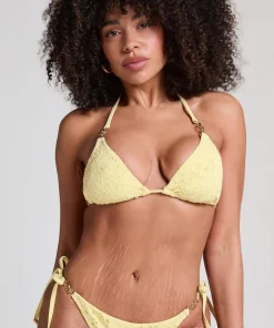Triangle Crochet Bikini Top - Yellow