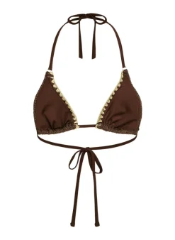 Triangle Crochet Bikini Top - Brown