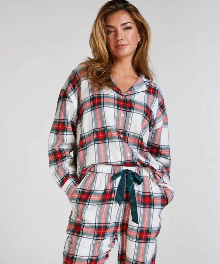 Twill Long-Sleeved Pyjama Top - White