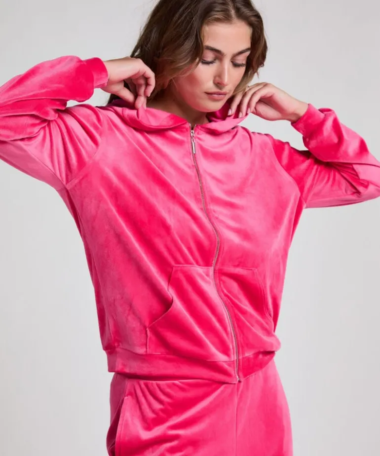 Velour hoodie jacket - Pink