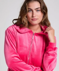 Velour hoodie jacket - Pink