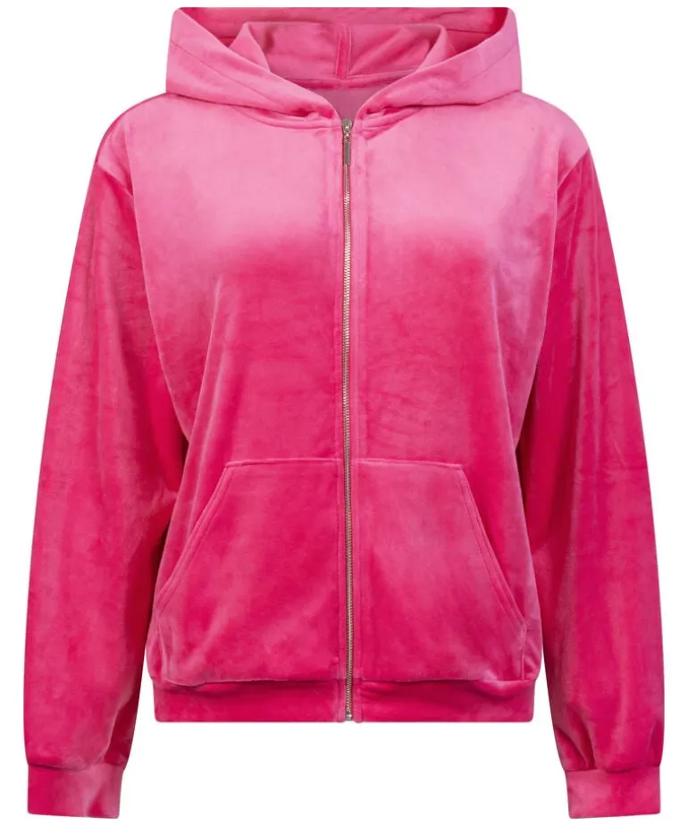 Velour hoodie jacket - Pink