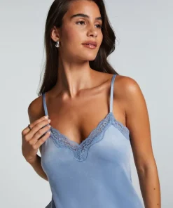 Velours Lace Cami Top - Blue