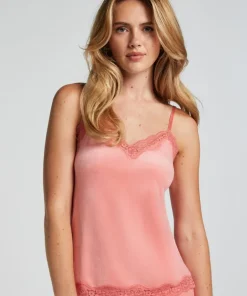 Velours Lace Cami Top - Pink