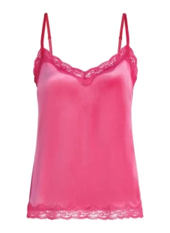 Velours Lace Cami Top - Pink