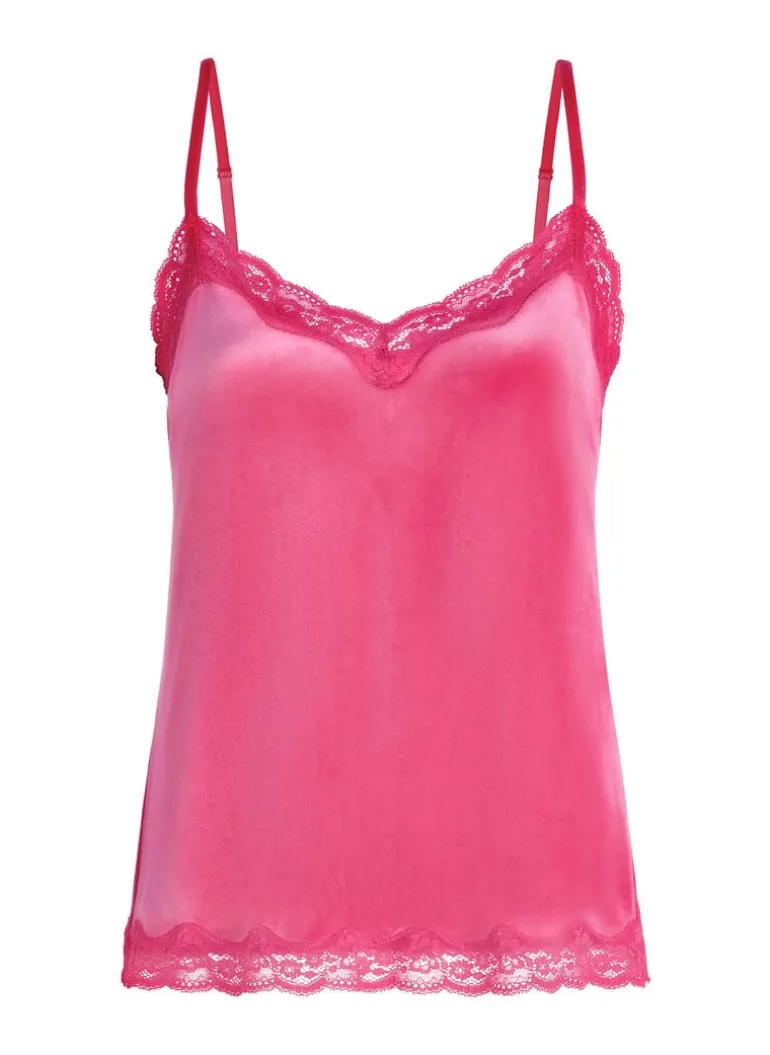 Velours Lace Cami Top - Pink