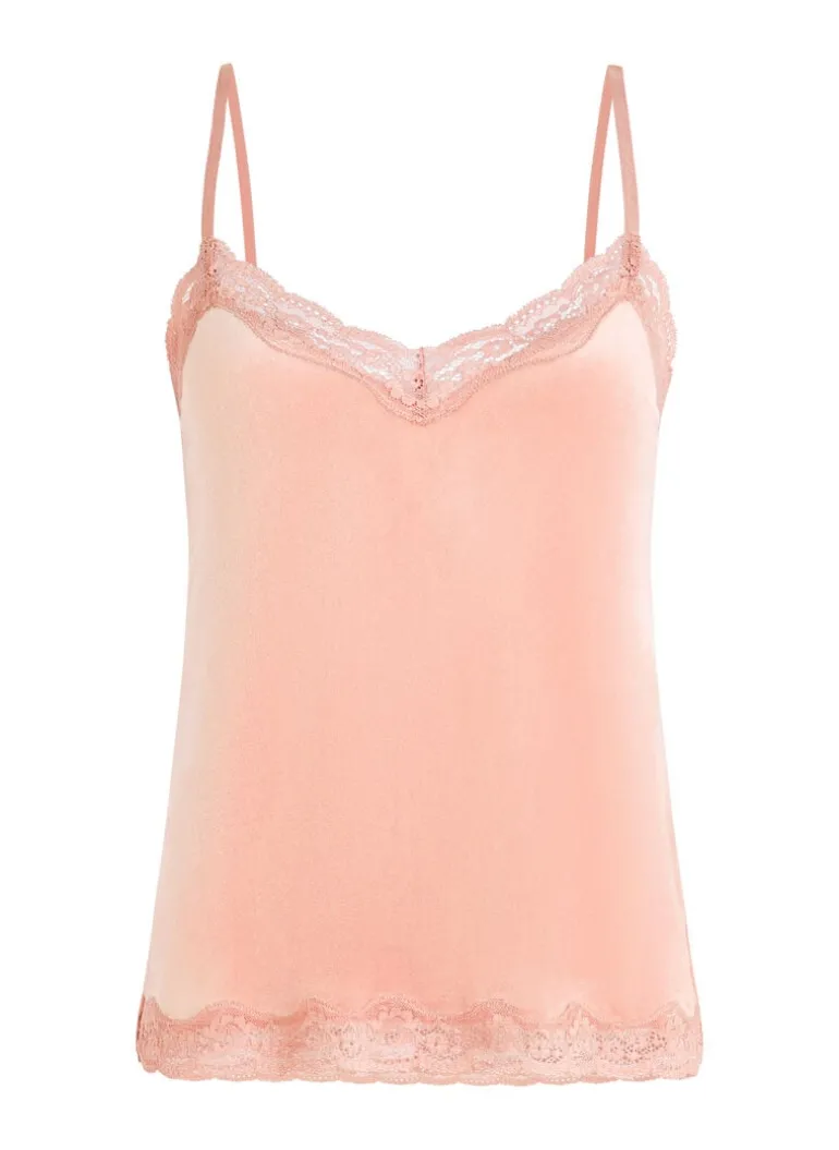 Velours Lace Cami Top - Pink