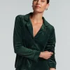 Velours Long-Sleeved Jacket - Green