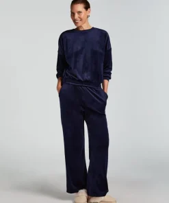 Velours Pyjama Pants - Blue