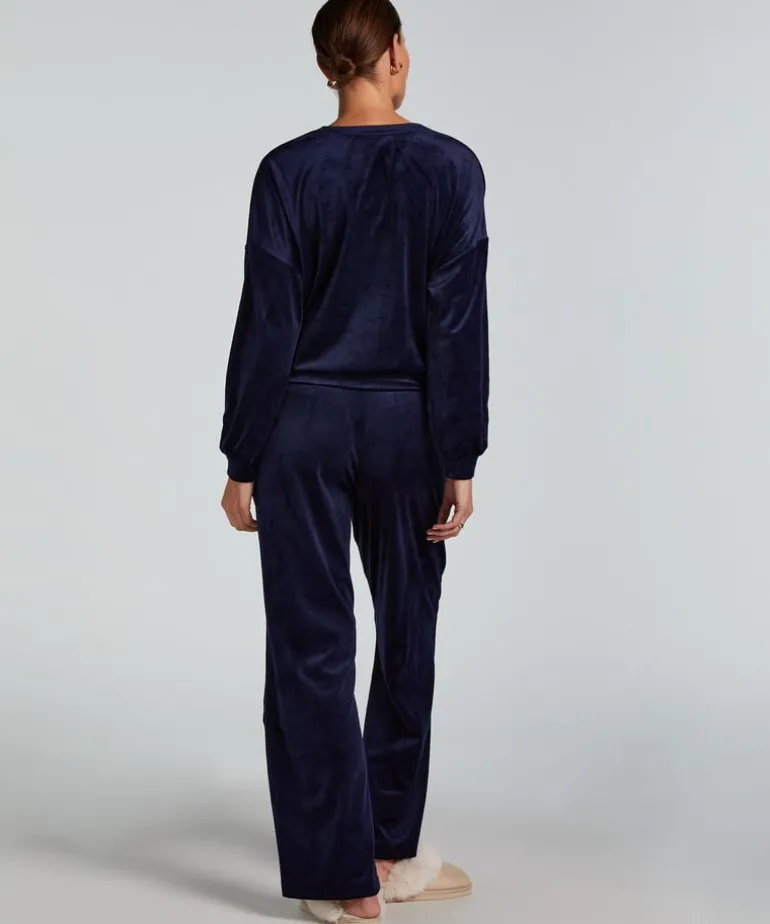 Velours Pyjama Pants - Blue