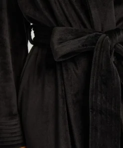 Velours short bathrobe - Black