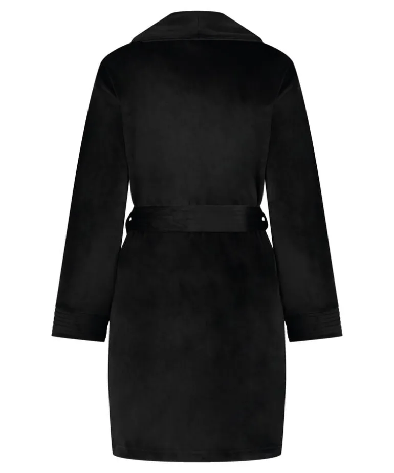 Velours short bathrobe - Black
