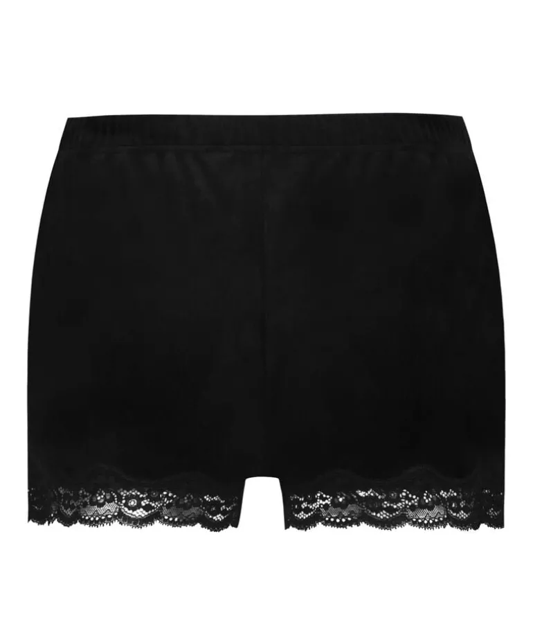 Velvet lace shorts - Black