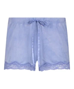Velvet lace shorts - Blue