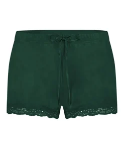 Velvet lace shorts - Green
