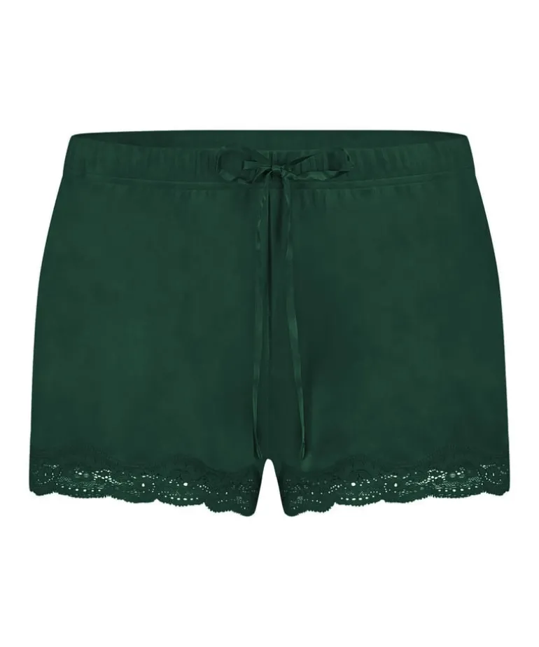 Velvet lace shorts - Green