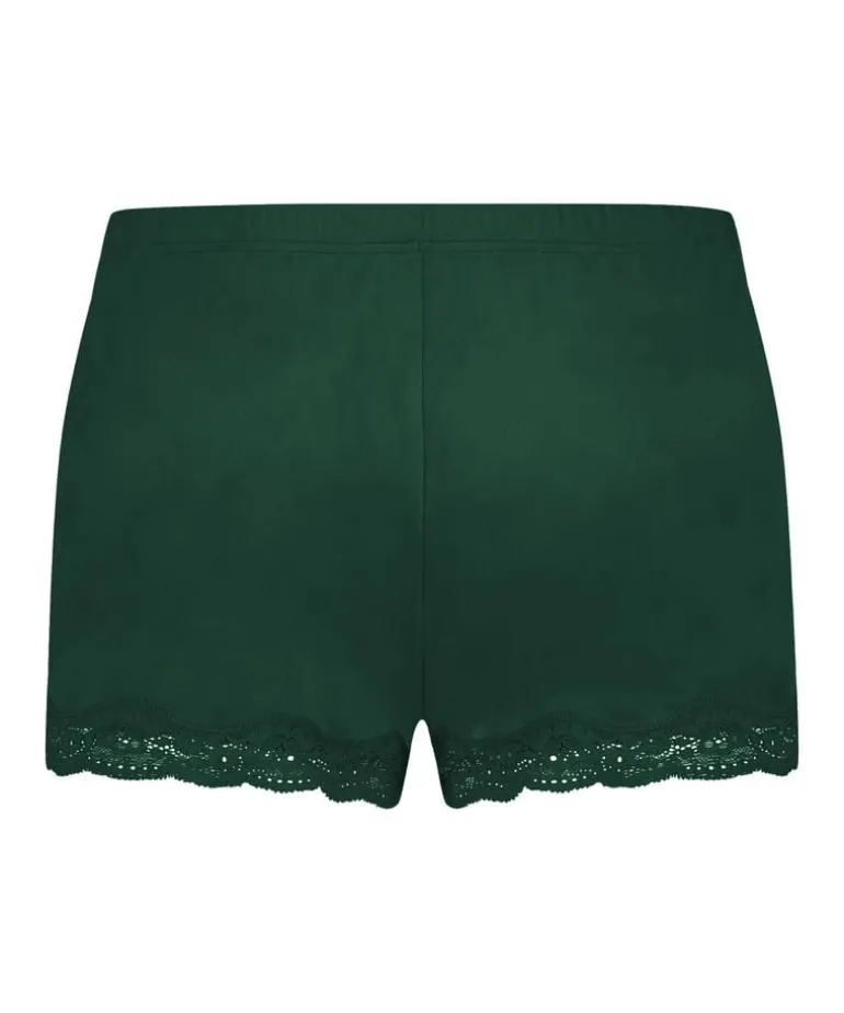 Velvet lace shorts - Green