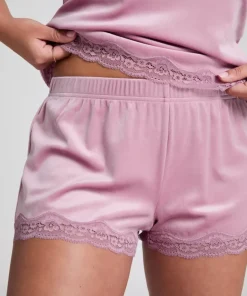 Velvet lace shorts - Purple