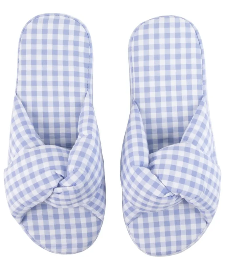 Vichy Braided Slippers - Blue