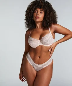 V-shaped Brazilian knickers mesh - Pink