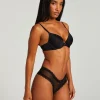 V-shaped Brazilian knickers mesh - Black
