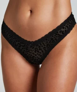 V-shaped Brazilian knickers mesh - Black