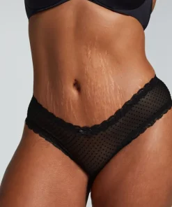 V-shaped Brazilian knickers mesh - Black