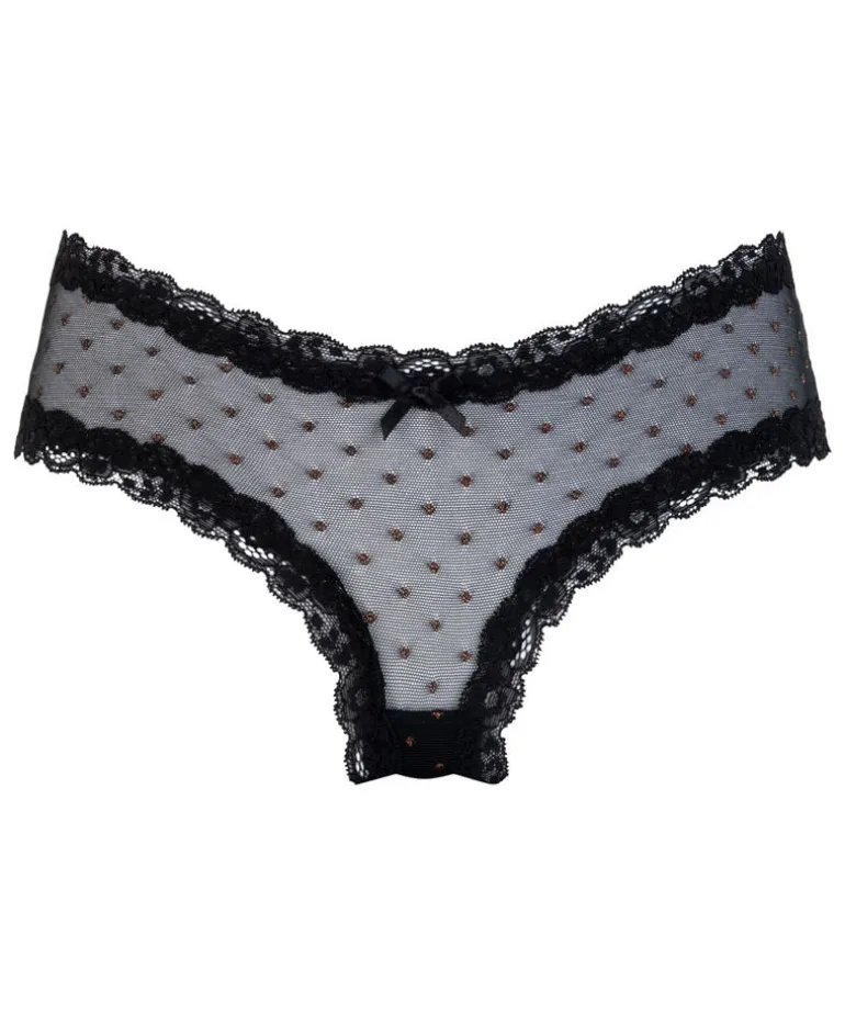 V-shaped Brazilian knickers mesh - Black